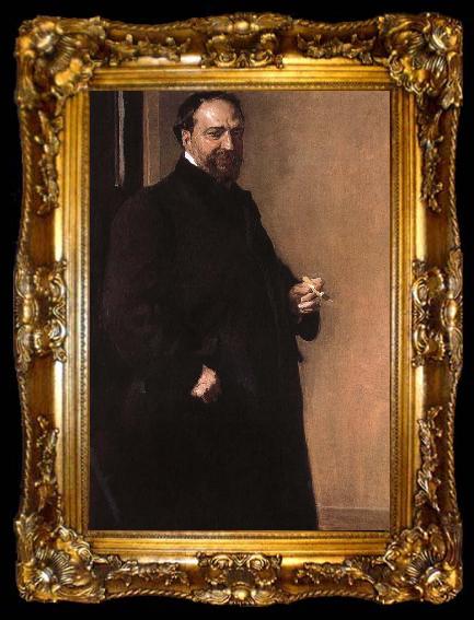 framed  Joaquin Sorolla Ibanez portrait, ta009-2